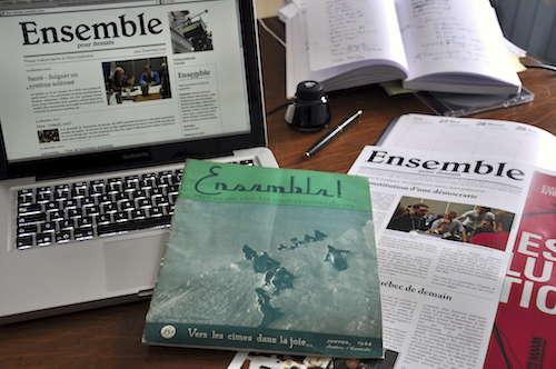 La revue Ensemble! entamait sa cinquiÃ¨me annÃ©e d'existence en janvier 1944.